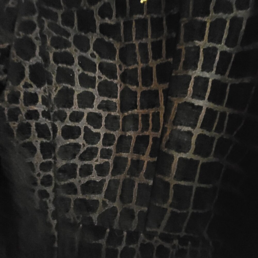 Desigual Black & Brown Textured Faux Croc Button-Down Midi Coat - Size 36 - Picture 3 of 10